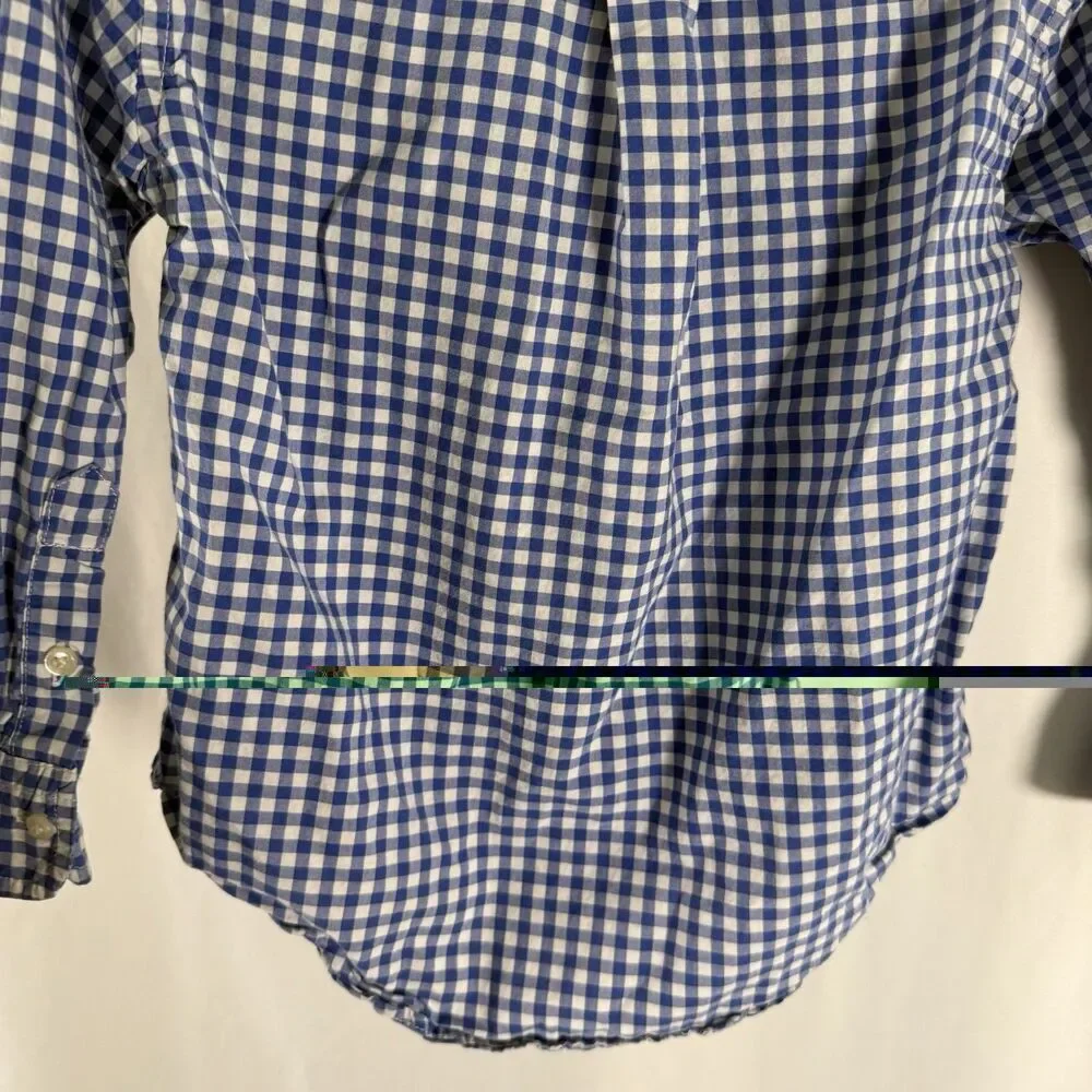 Ralph Lauren Dress Shirt Boys 4 Blue White Plaid Long Sleeve Collared Button Up